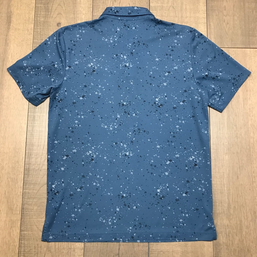 Travis Mathew Polo Shirt Mens Size M Blue Splatter Short Sleeve Golf Performance - Picture 2 of 11